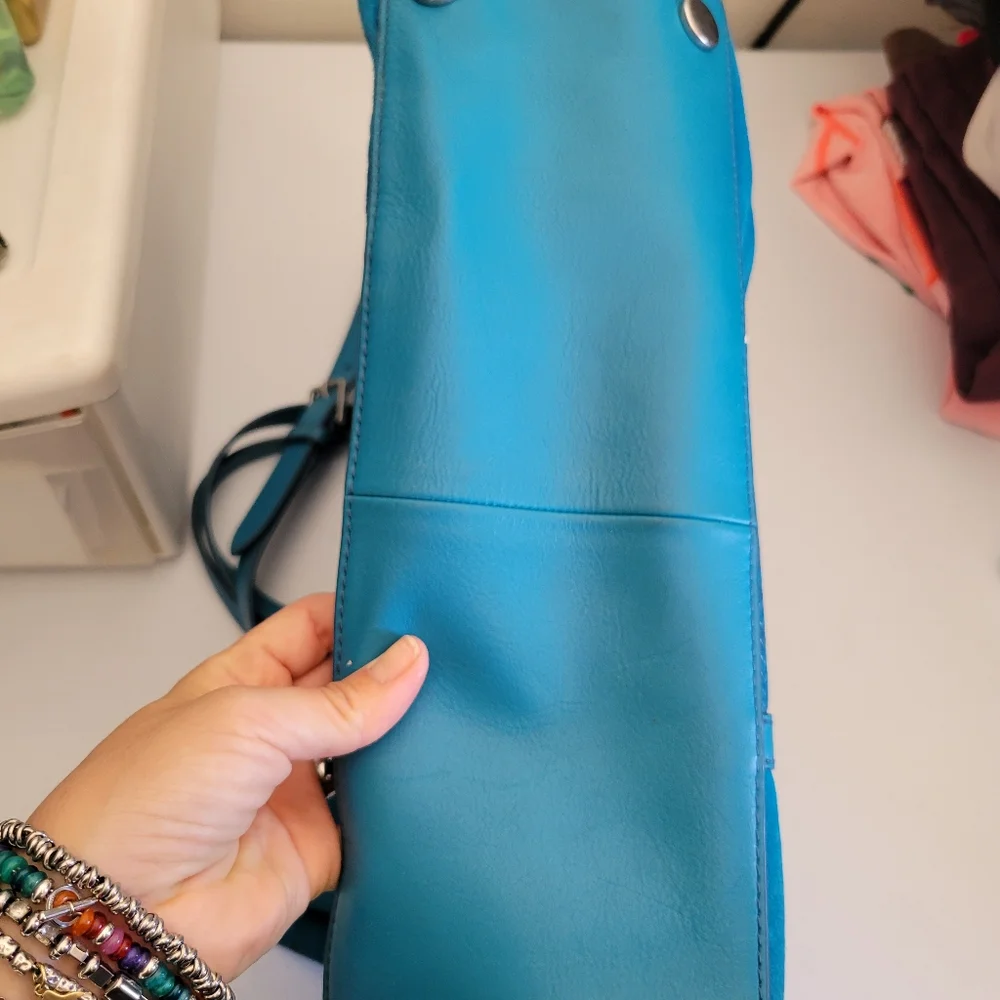 Fossil Suede and Leather Lagoon‎ Blue Carmen Tote Shopper Purse Bag